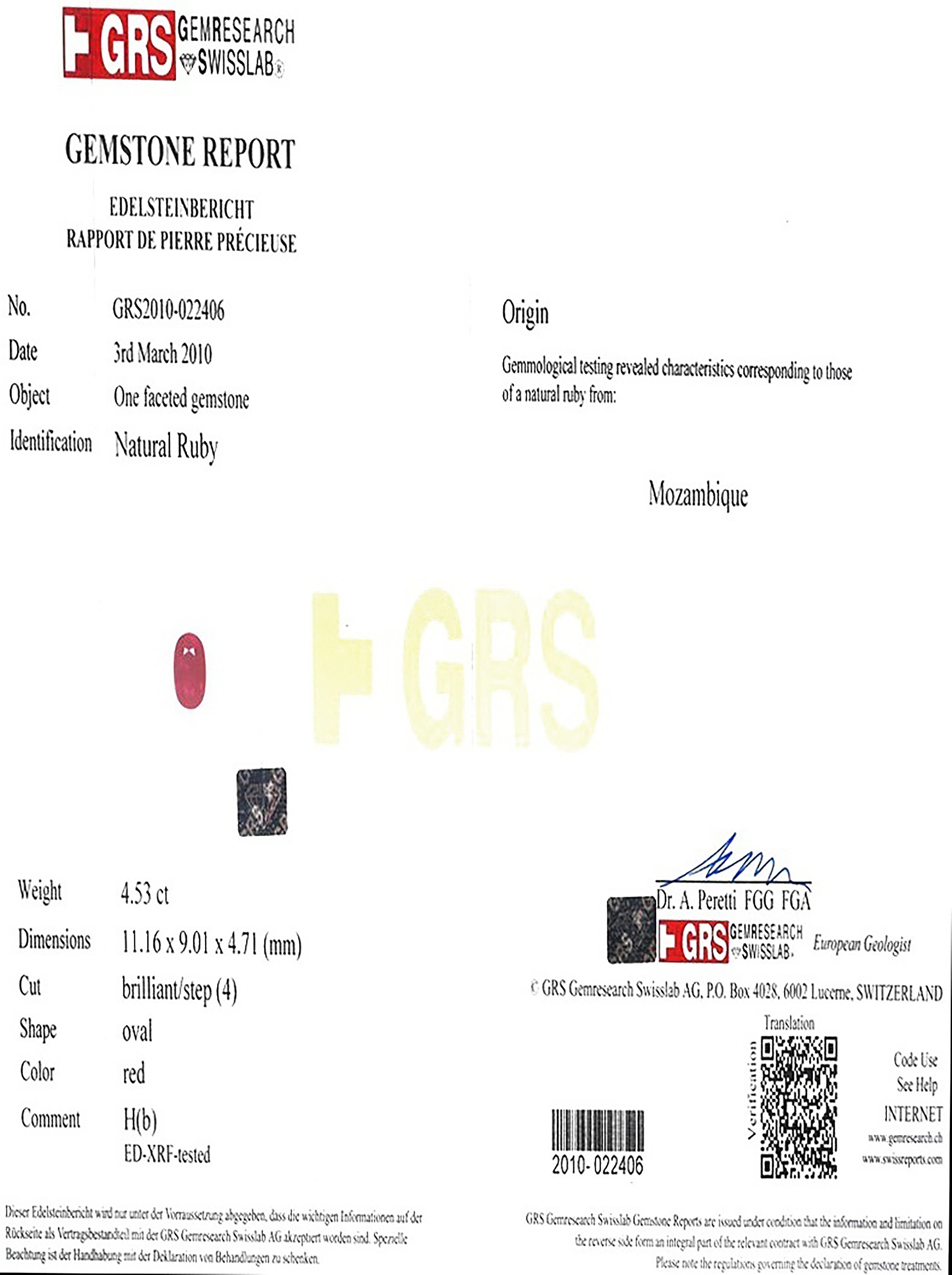 4.53 Ct. Ruby from Mozambique