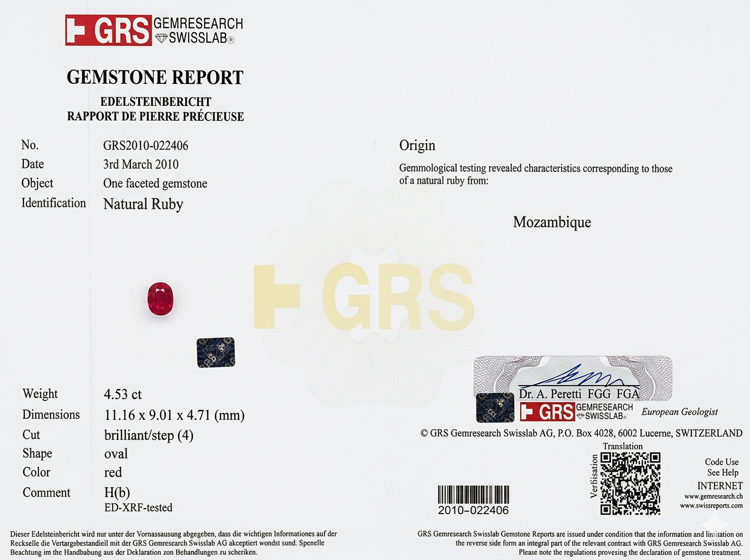 4.53 Ct. Ruby from Mozambique