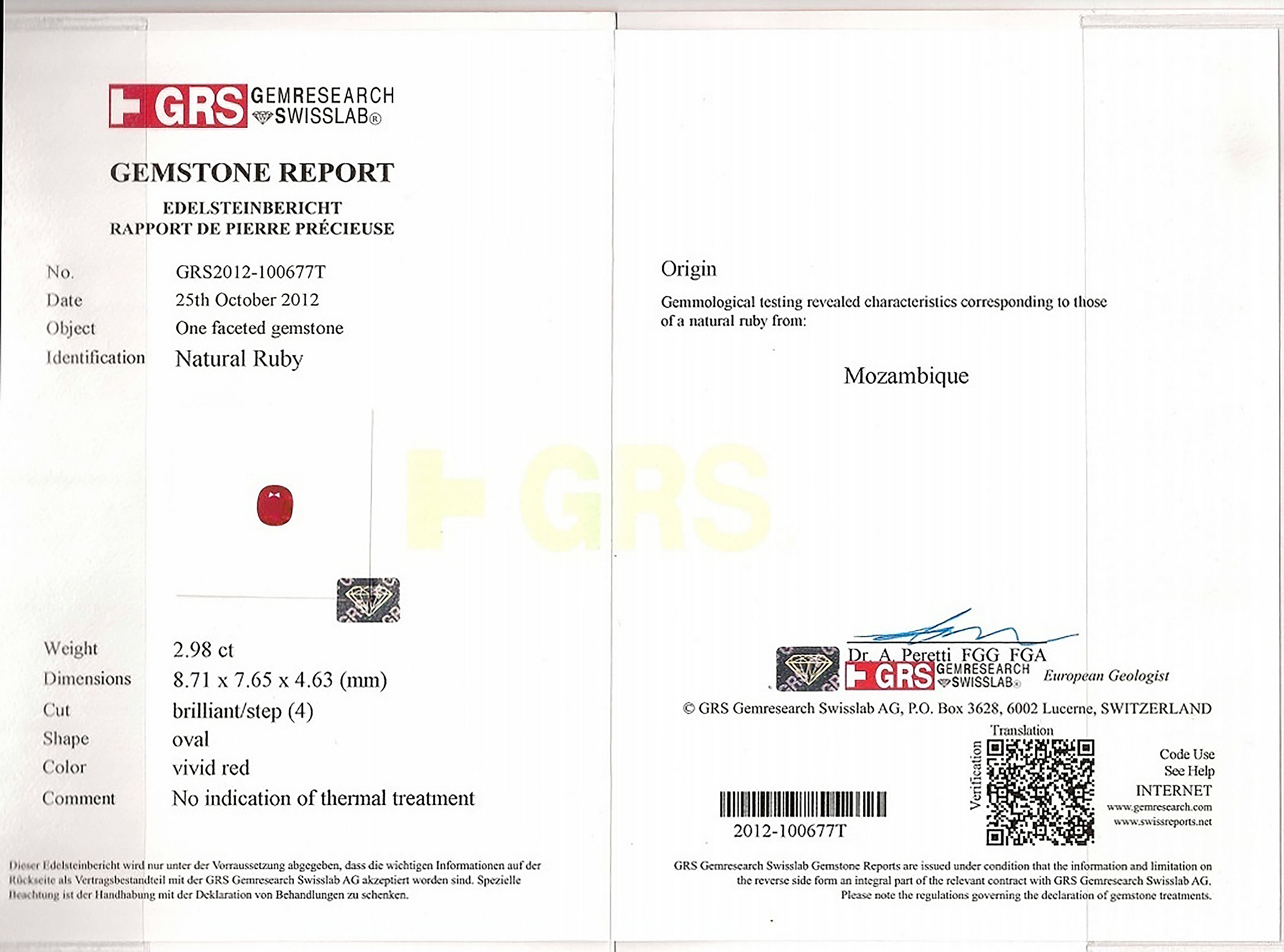 2.98 Ct. Ruby from Mozambique