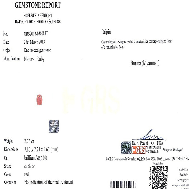 2.76 Ct. Ruby from Burma (Myanmar)