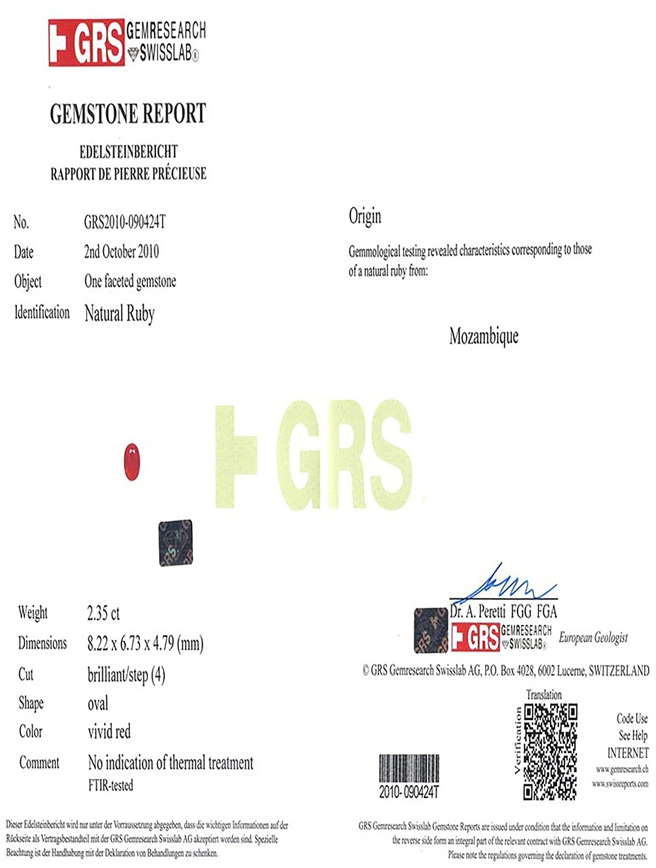 2.35 Ct. Ruby from Mozambique