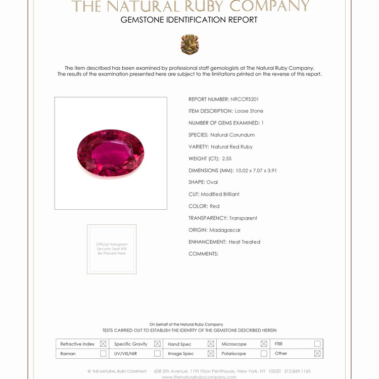 2.55 Ct. Ruby from Madagascar