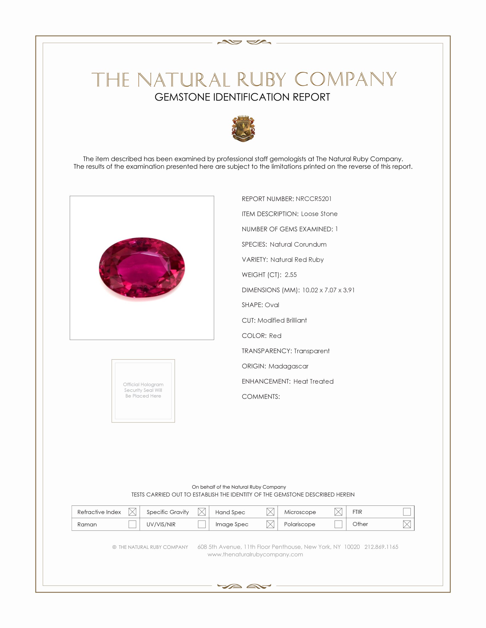 2.55 Ct. Ruby from Madagascar