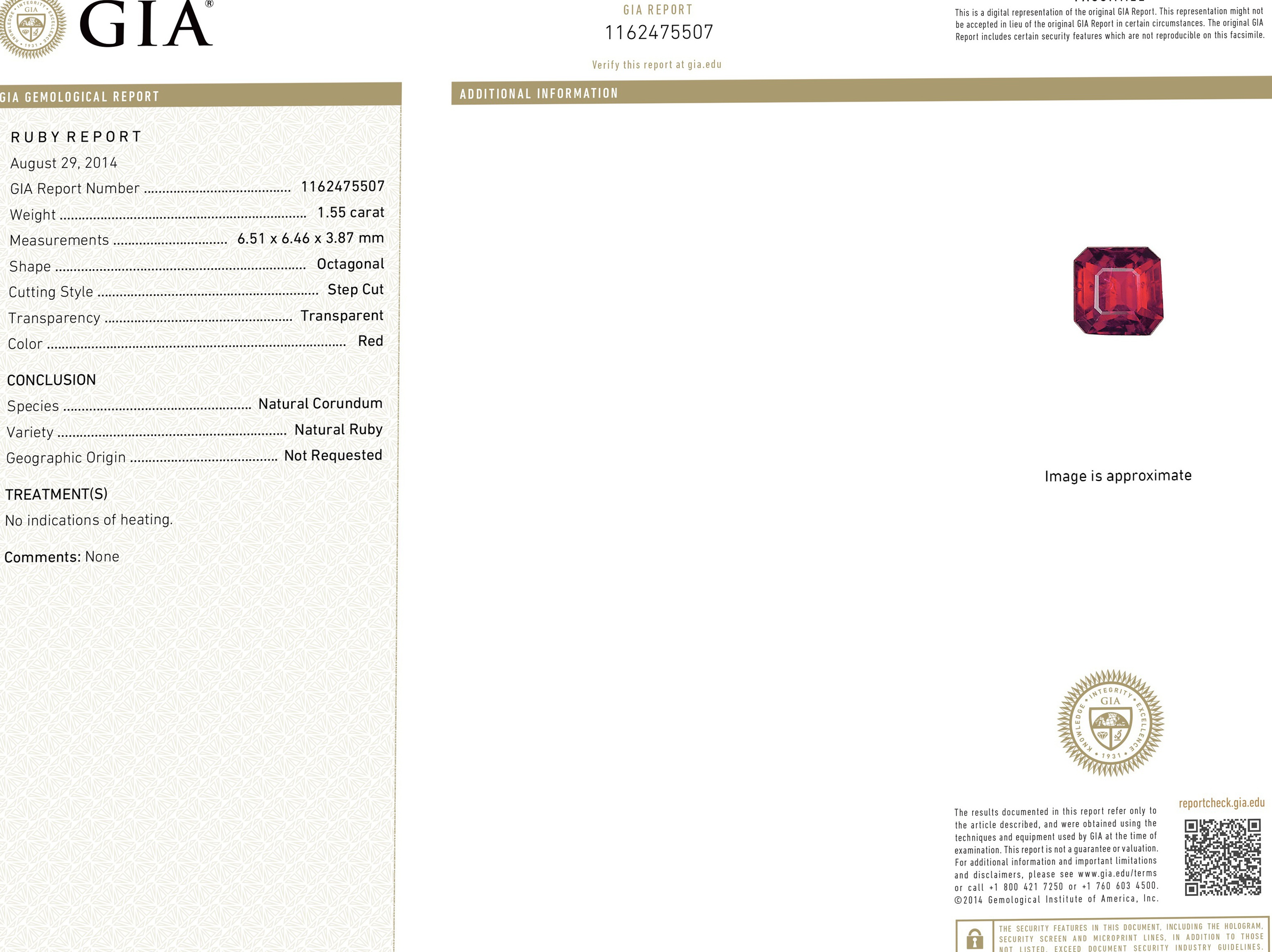 1.55 Ct. Ruby from Mozambique