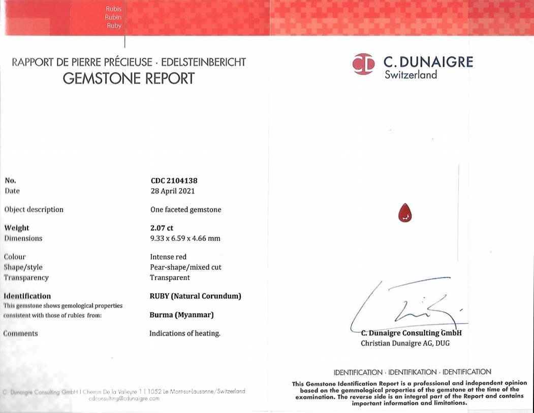 2.07 Ct. Ruby from Burma (Myanmar)