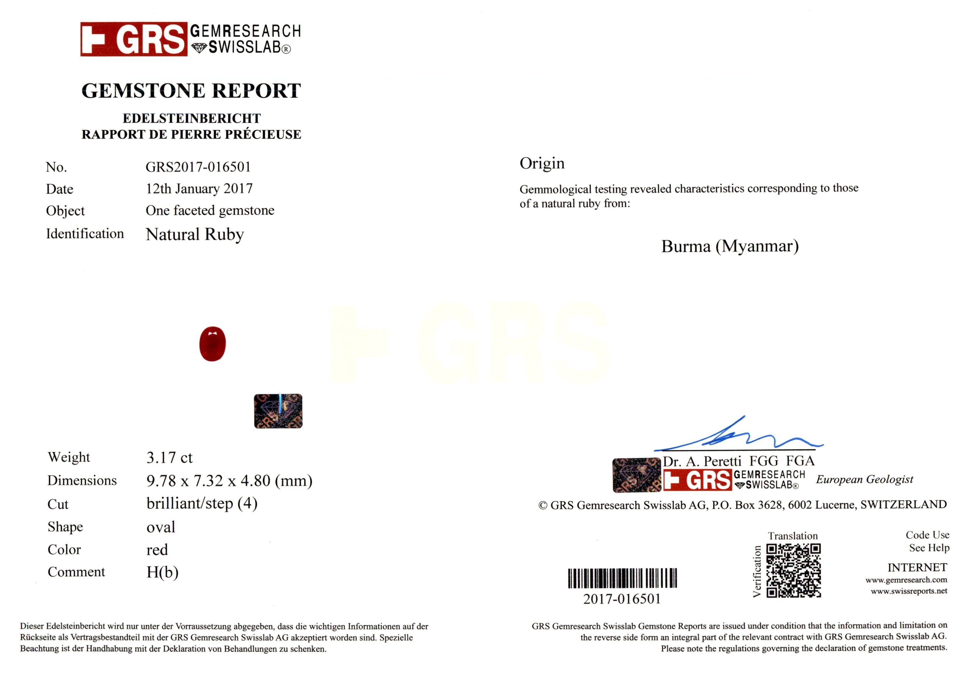 3.17 Ct. Ruby from Burma (Myanmar)