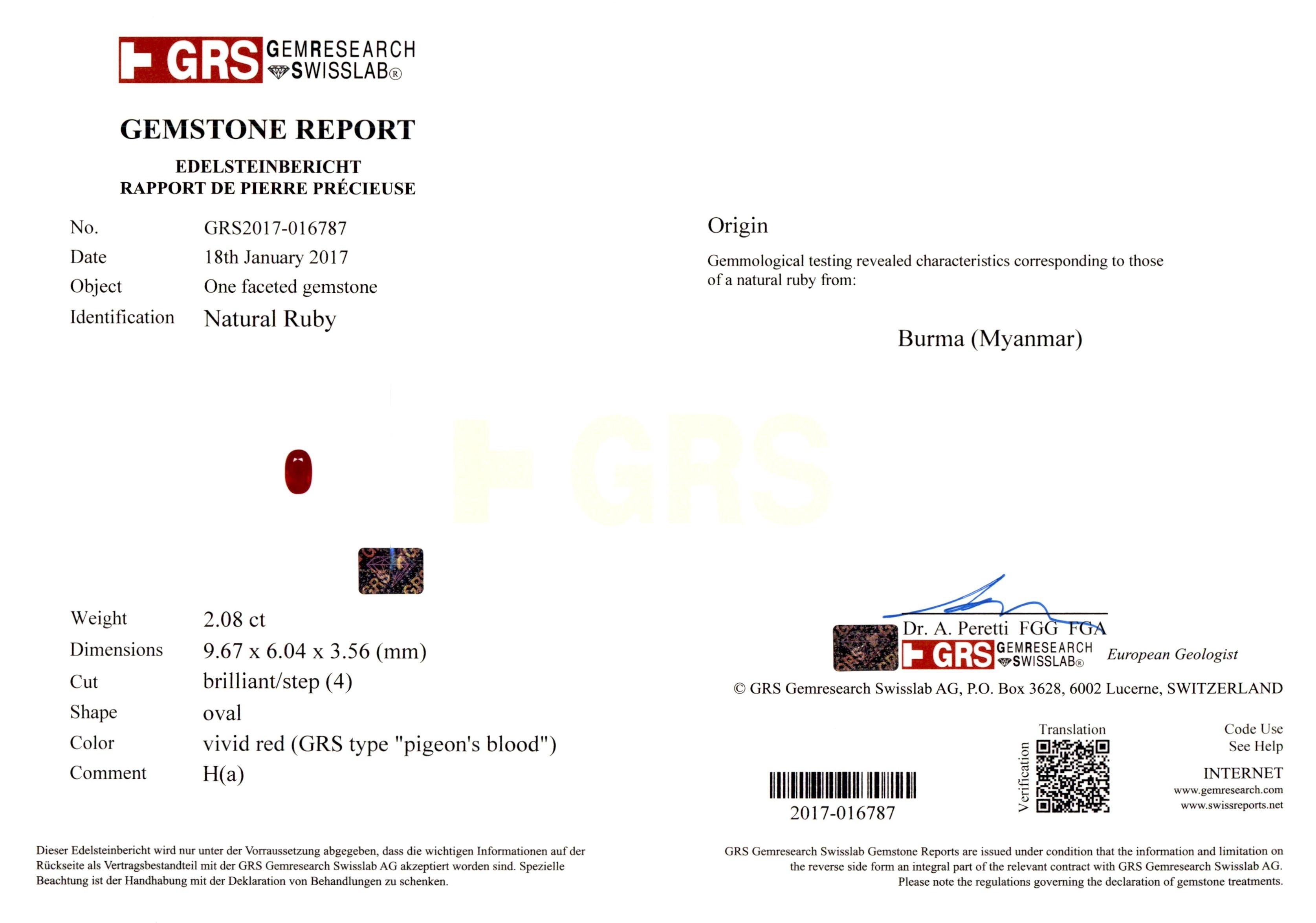 2.08 Ct. Ruby from Burma (Myanmar)