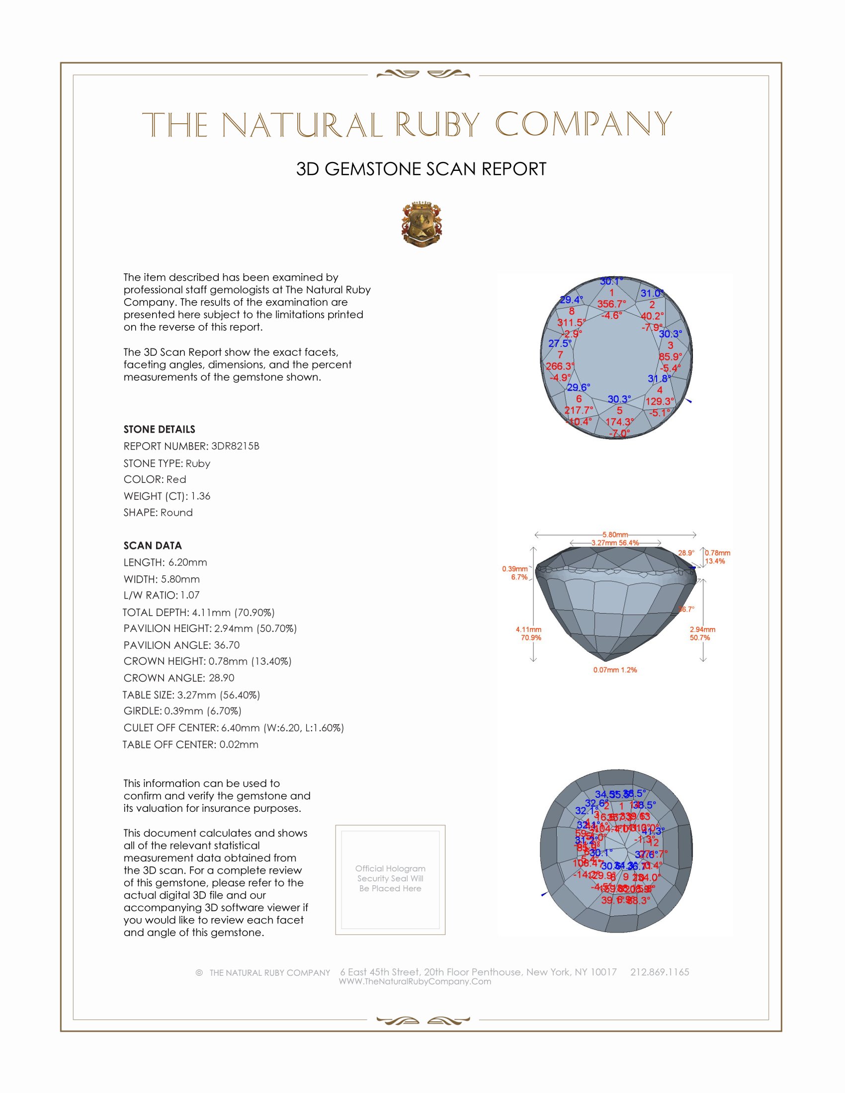 1.36 Ct. Ruby from Burma (Myanmar)