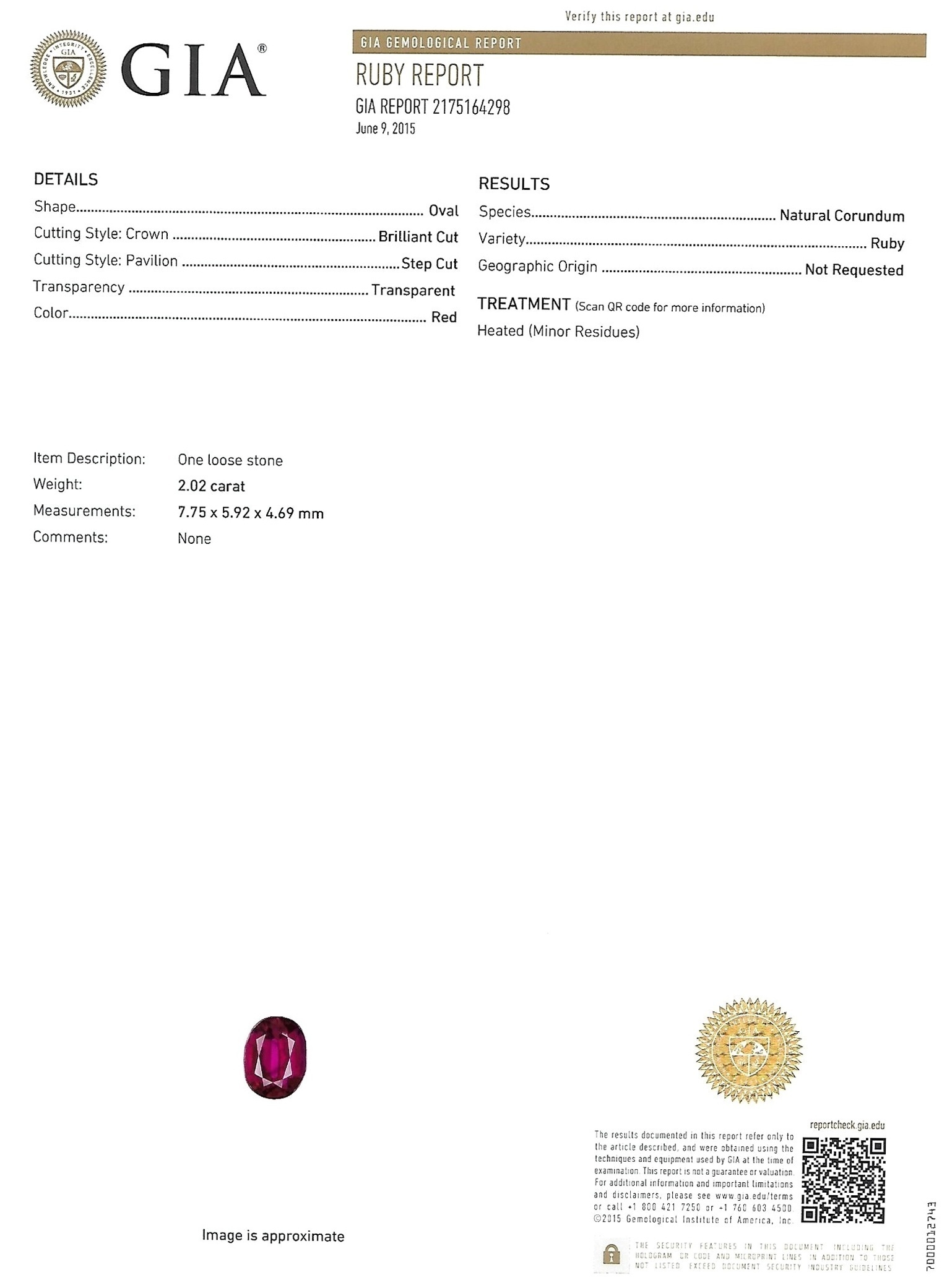 2.02 Ct. Ruby from Mozambique