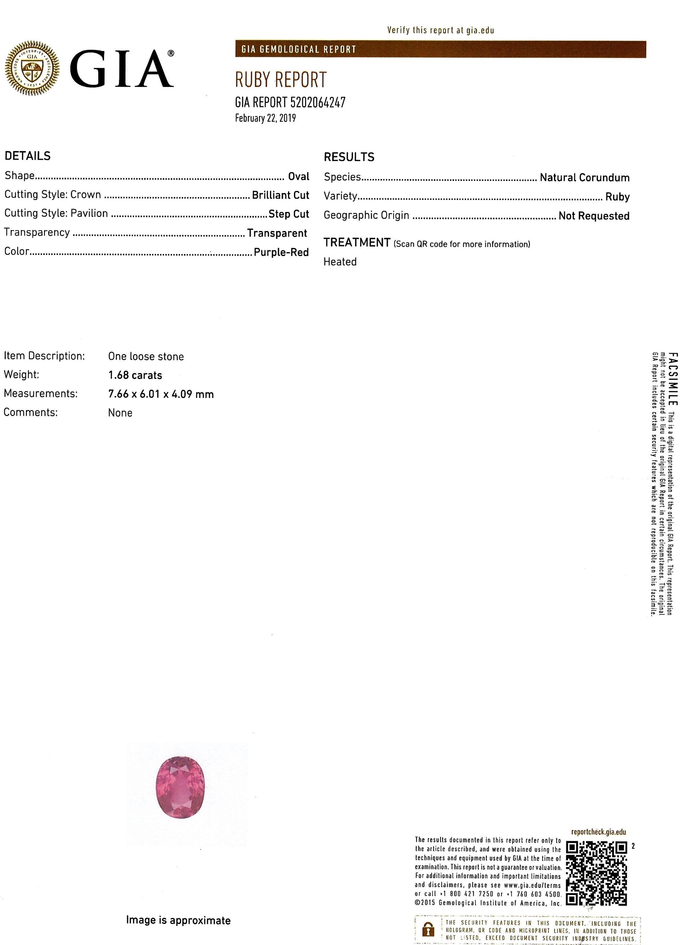 1.68 Ct. Ruby from Mozambique