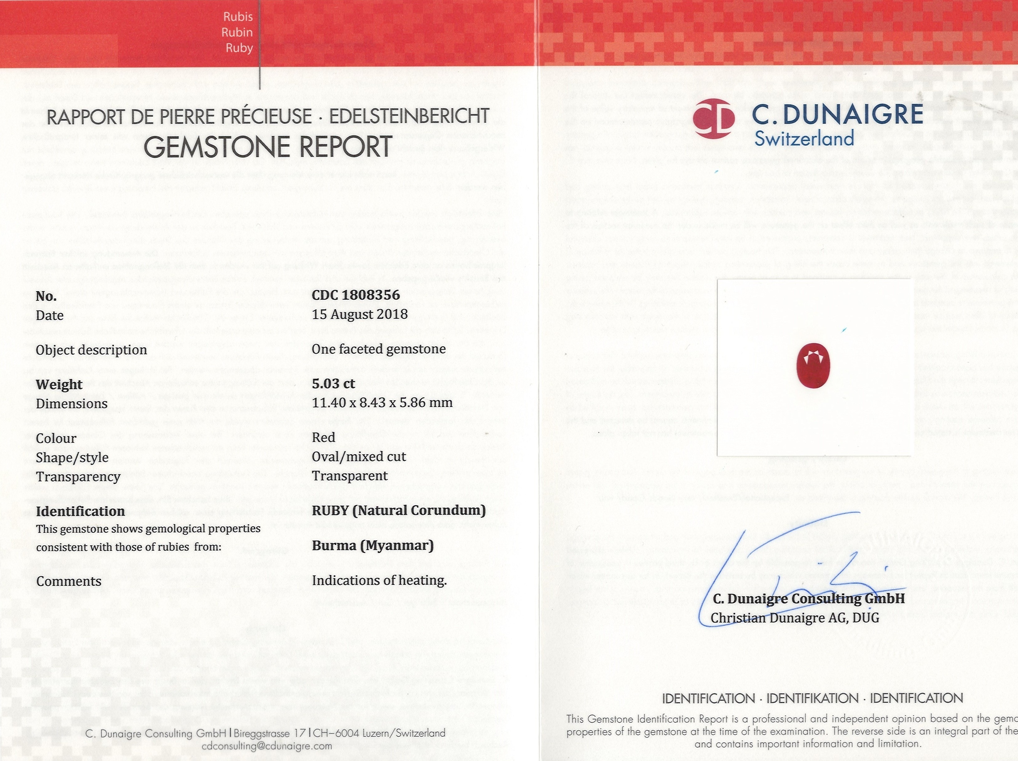 5.03 Ct. Ruby from Burma (Myanmar)