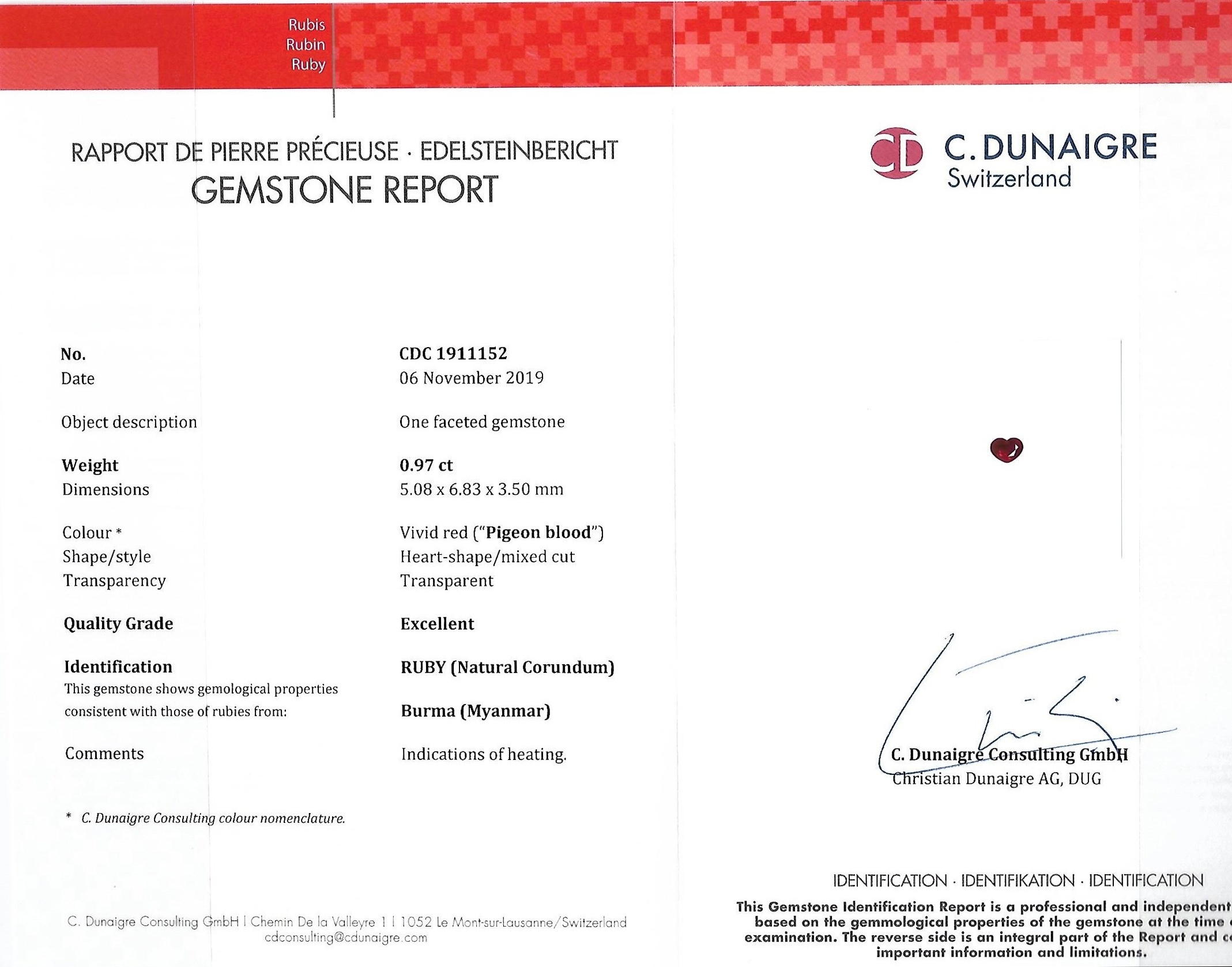 0.97 Ct. Ruby from Burma (Myanmar)