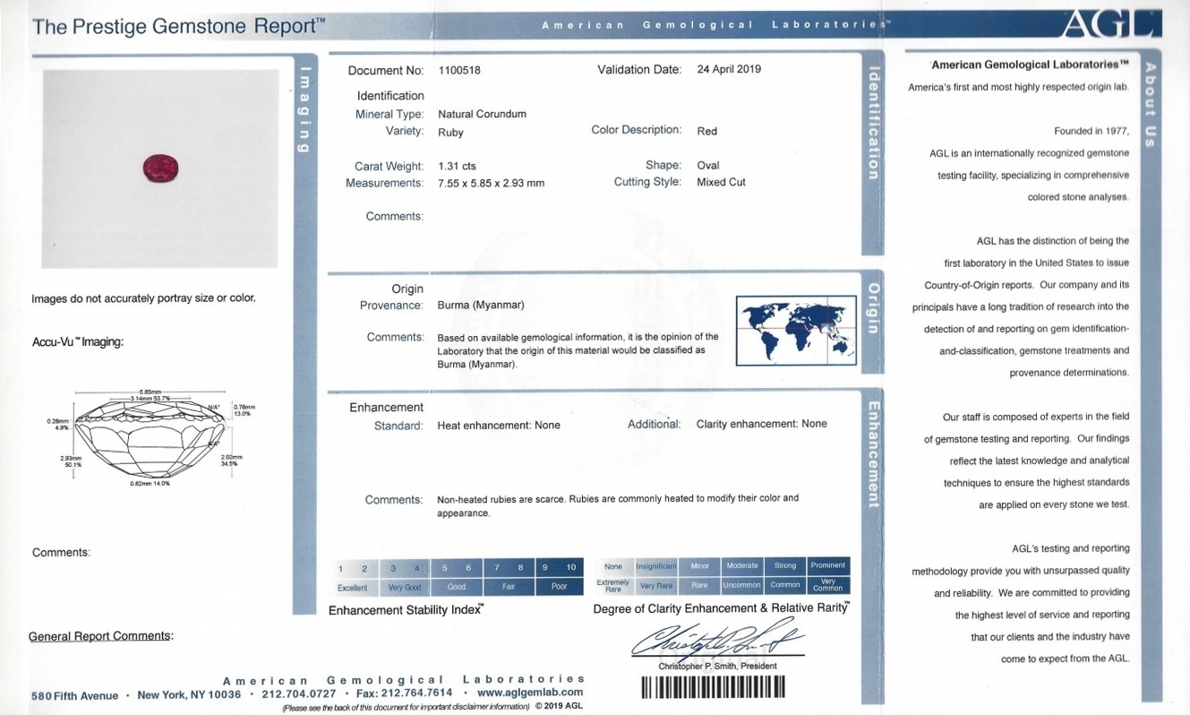 1.31 Ct. Ruby from Burma (Myanmar)