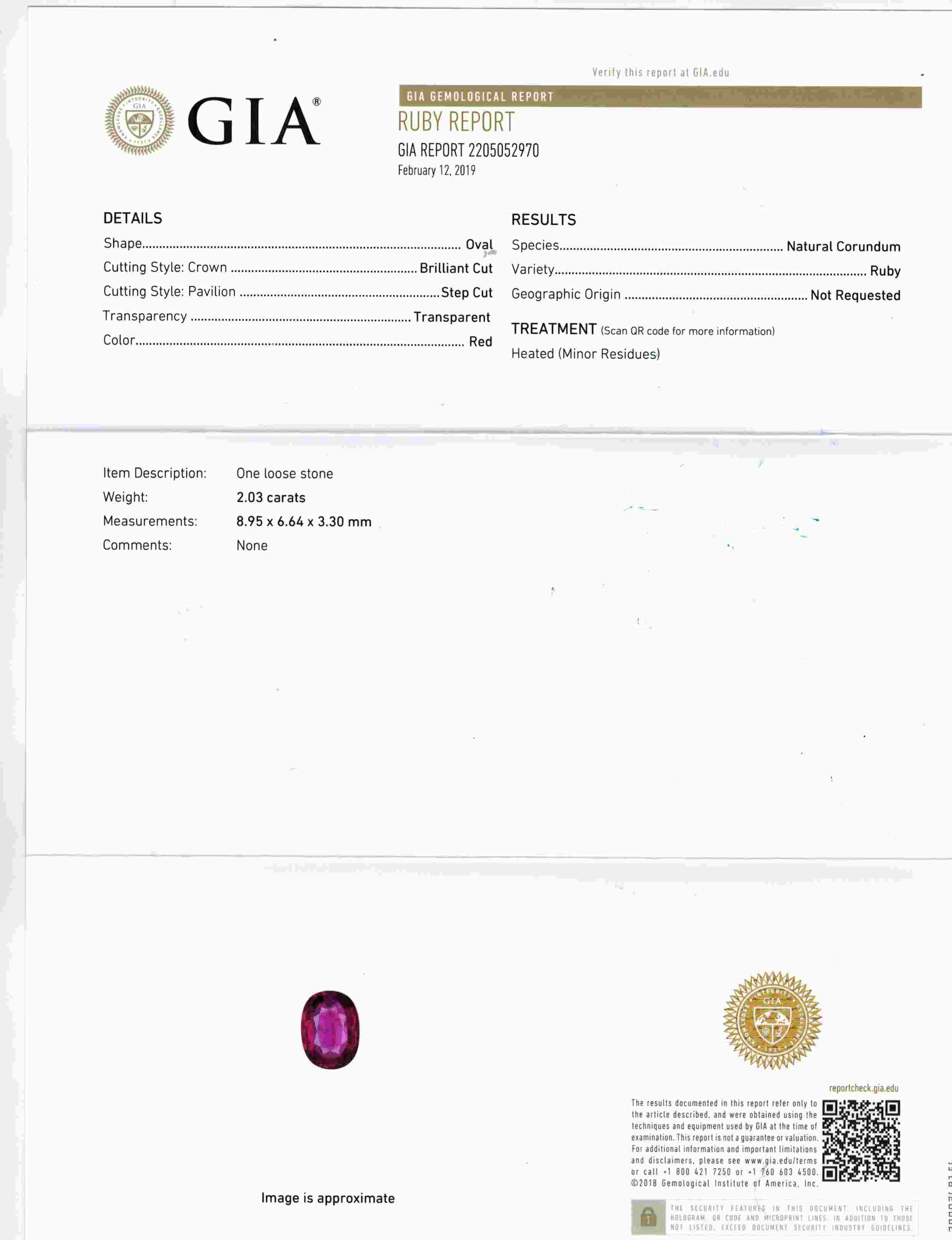 2.03 Ct. Ruby from Madagascar