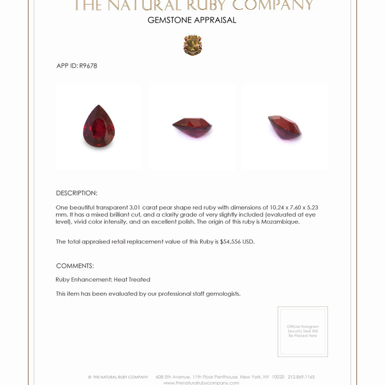 3.01 Ct. Ruby from Mozambique