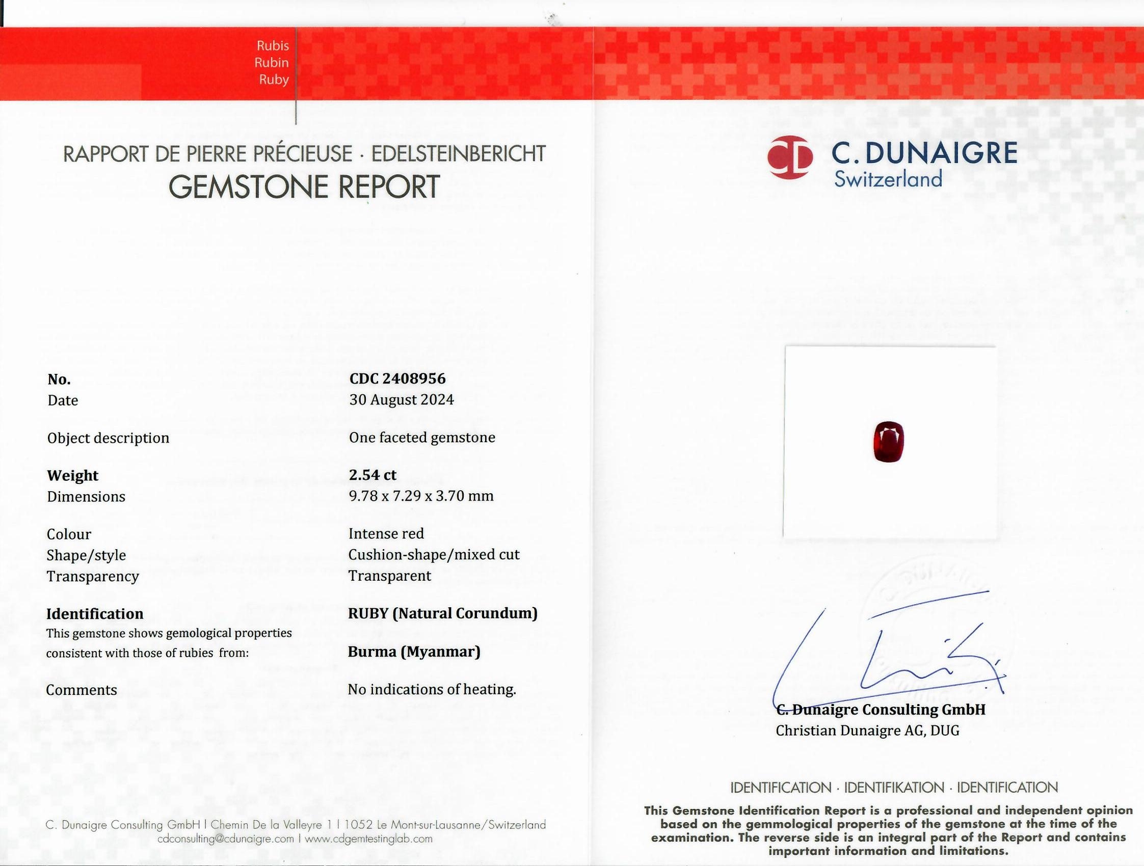 2.54 Ct. Ruby from Burma (Myanmar)