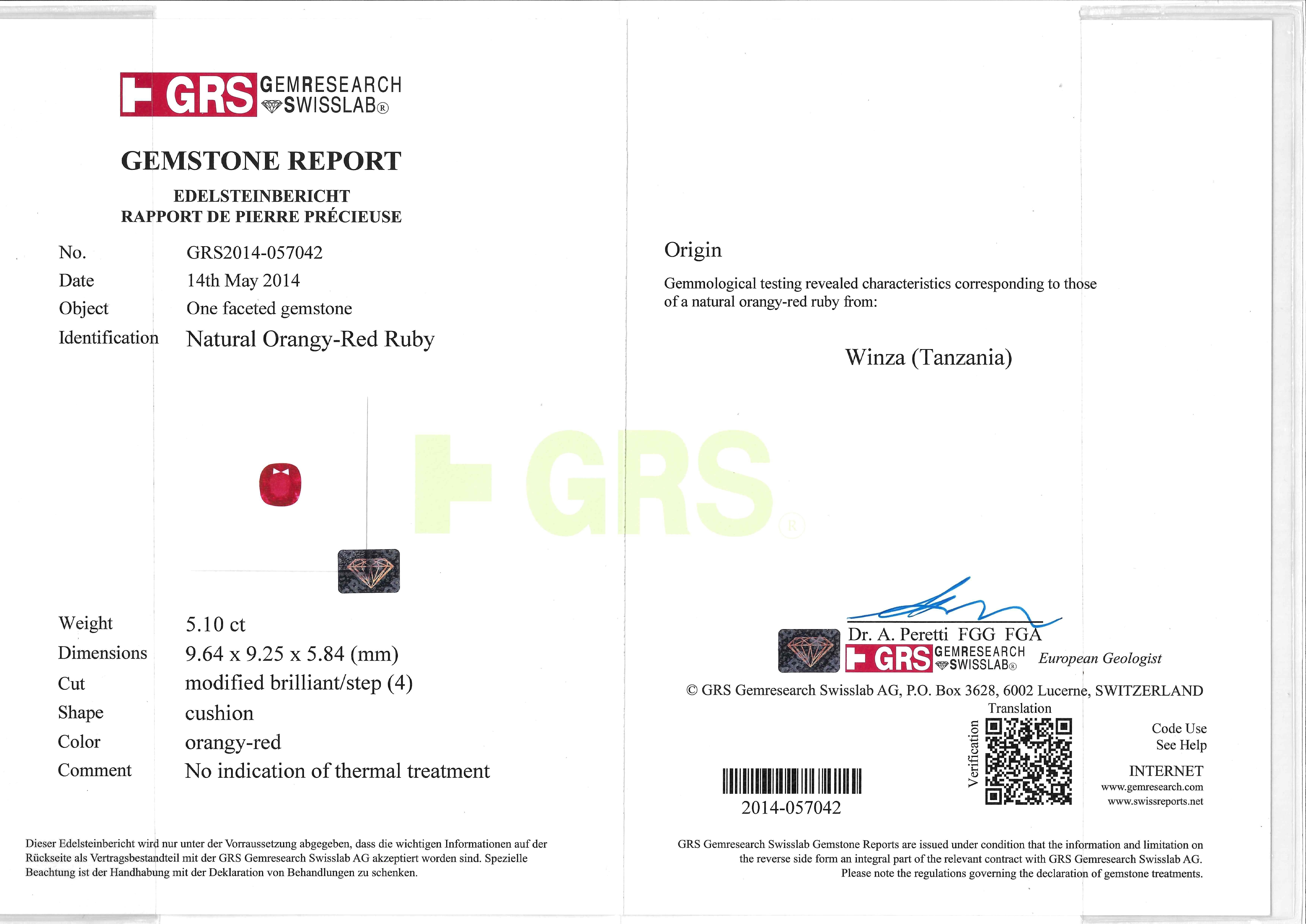 5.10 Ct. Ruby from Tanzania