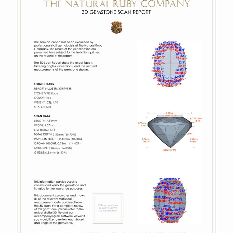1.10 Ct. Ruby from Burma (Myanmar)