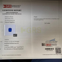 10.48 Ct. Blue Sapphire from Ceylon (Sri Lanka) Scan Report