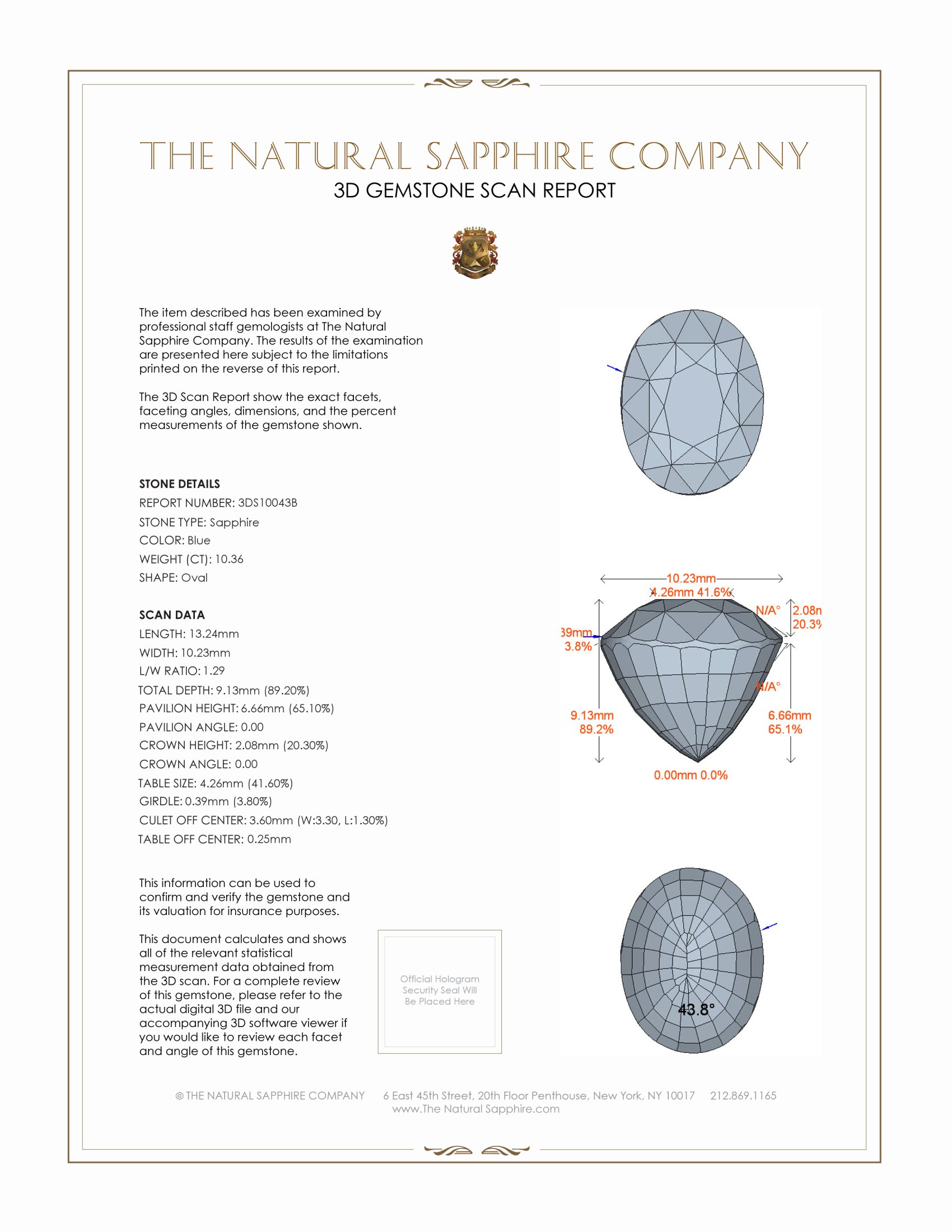 10.36 Ct. Blue Sapphire from Ceylon (Sri Lanka)