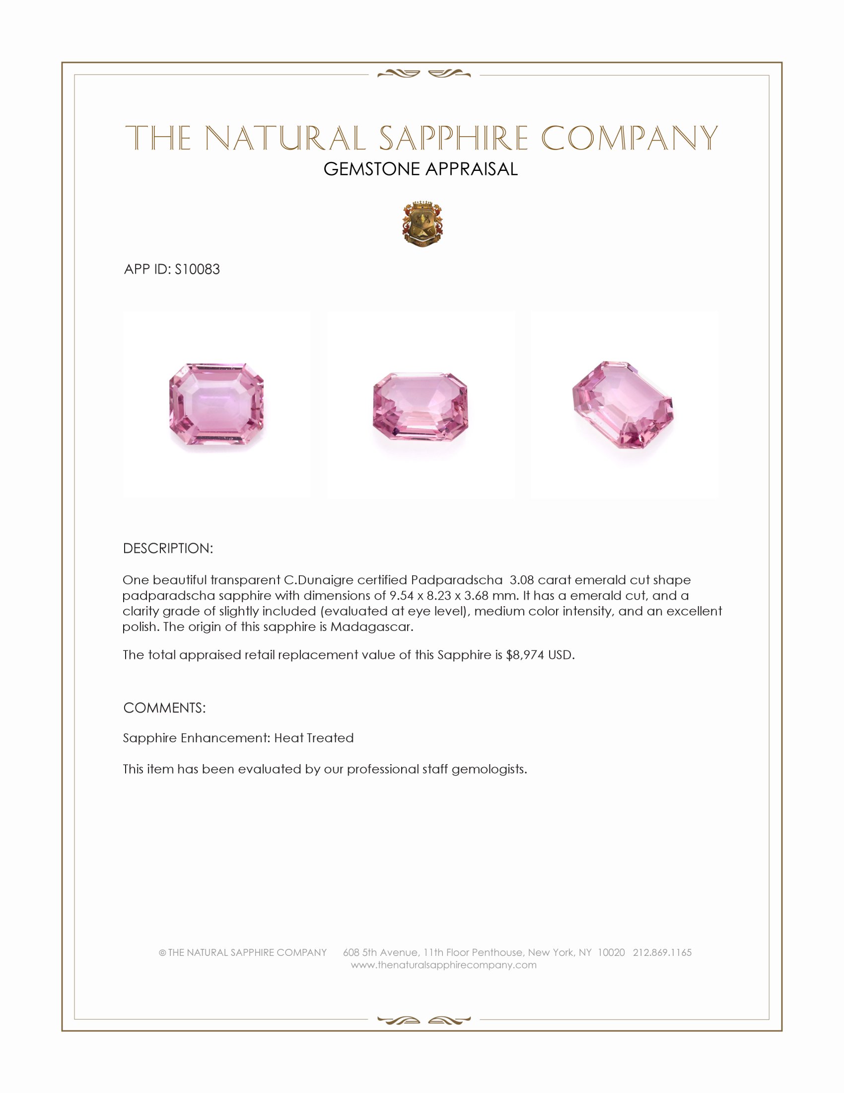 3.08 Ct. Padparadscha Sapphire from Madagascar