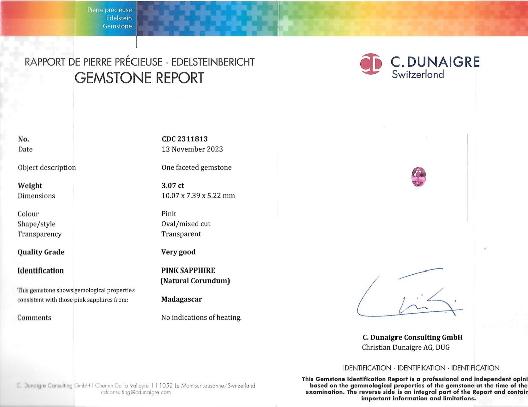 3.07 Ct. Pink Sapphire from Madagascar