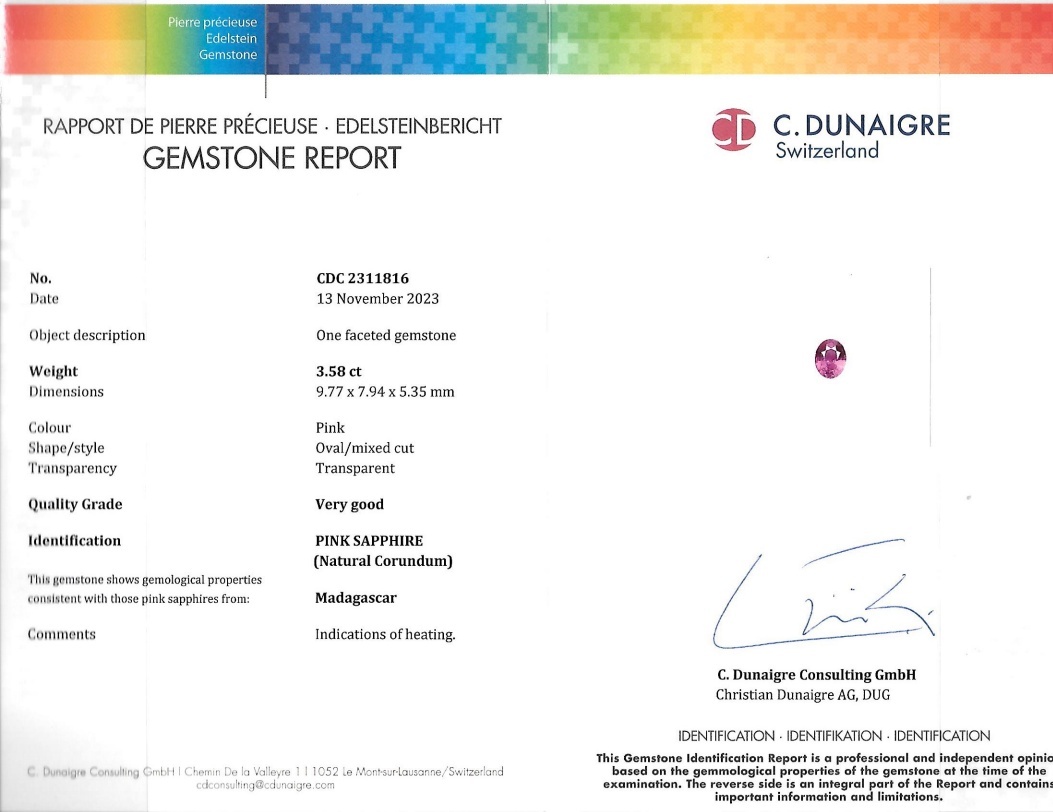 3.58 Ct. Pink Sapphire from Madagascar