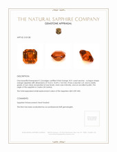 8.01 Ct. Orange Sapphire from Ceylon (Sri Lanka) Appraisal