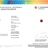 8.01 Ct. Orange Sapphire from Ceylon (Sri Lanka) Scan Report