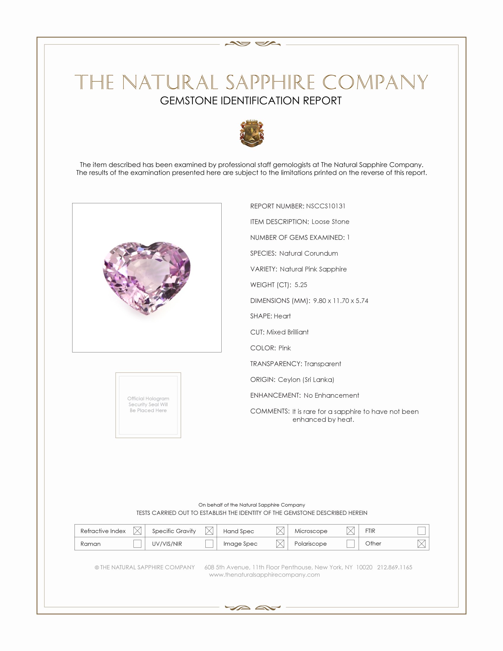5.25 Ct. Pink Sapphire from Ceylon (Sri Lanka)