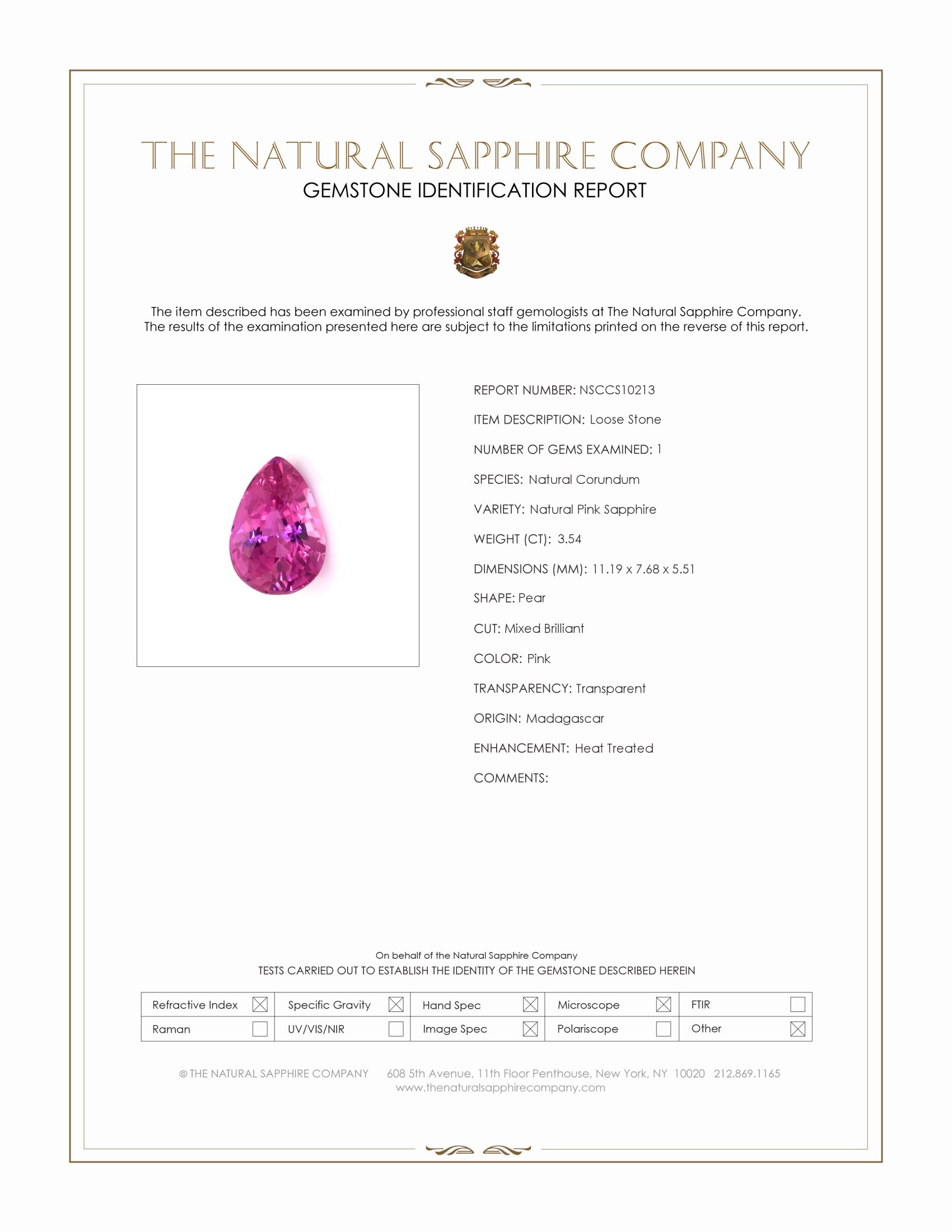 3.54 Ct. Pink Sapphire from Madagascar
