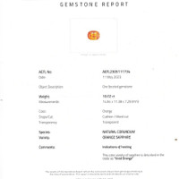 10.02 Ct. Orange Sapphire from Ceylon (Sri Lanka) Scan Report