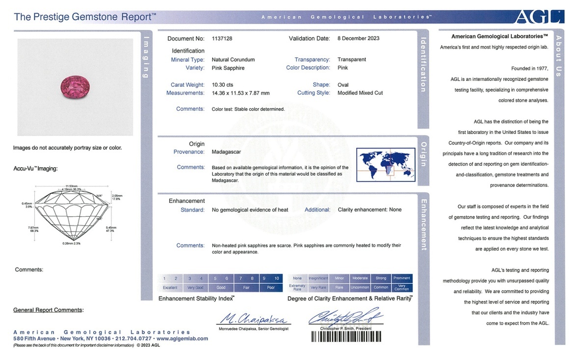 10.30 Ct. Pink Sapphire from Madagascar