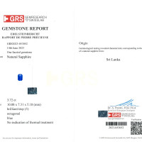 3.72 Ct. Blue Sapphire from Ceylon (Sri Lanka) Scan Report