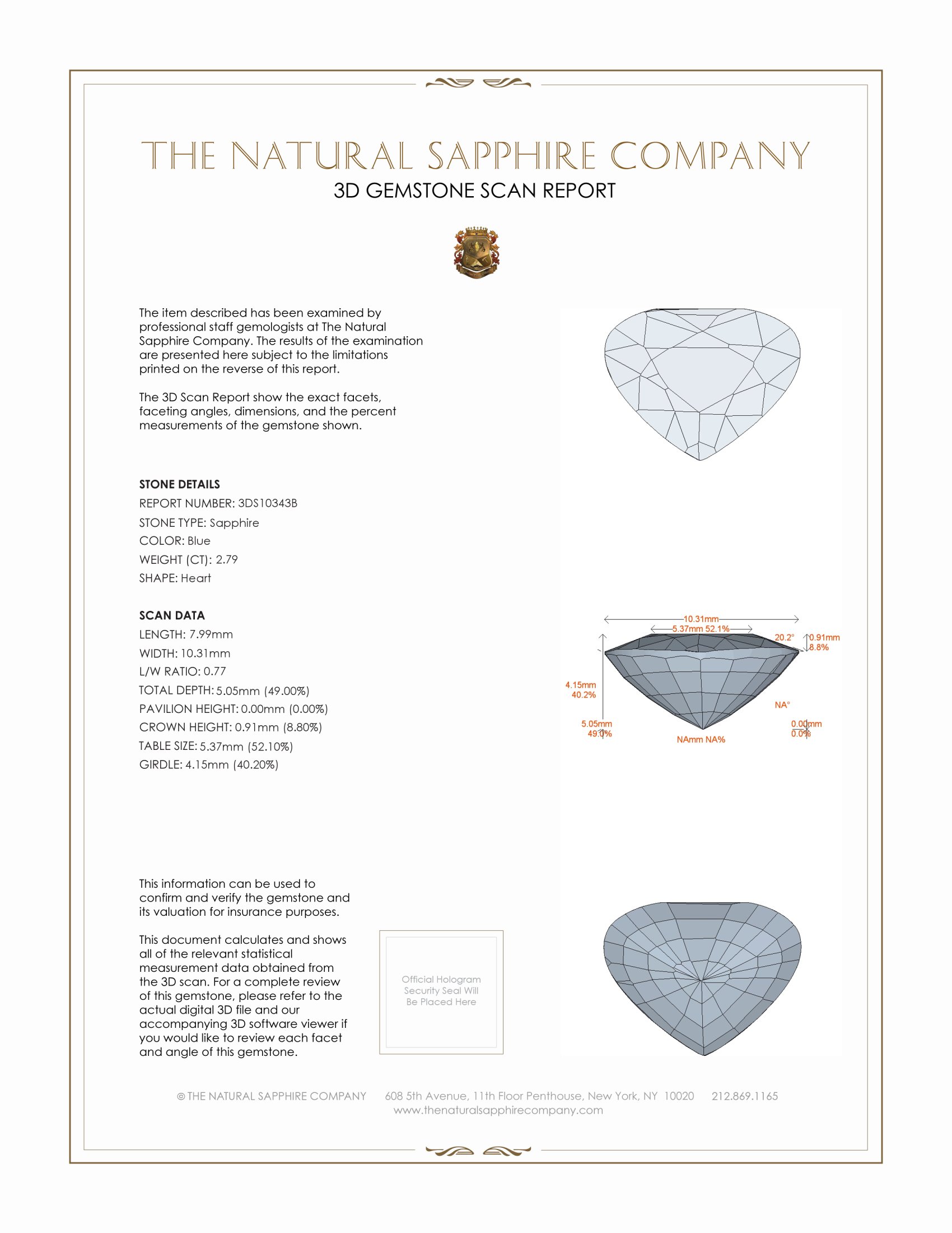 2.79 Ct. Blue Sapphire from Ceylon (Sri Lanka)