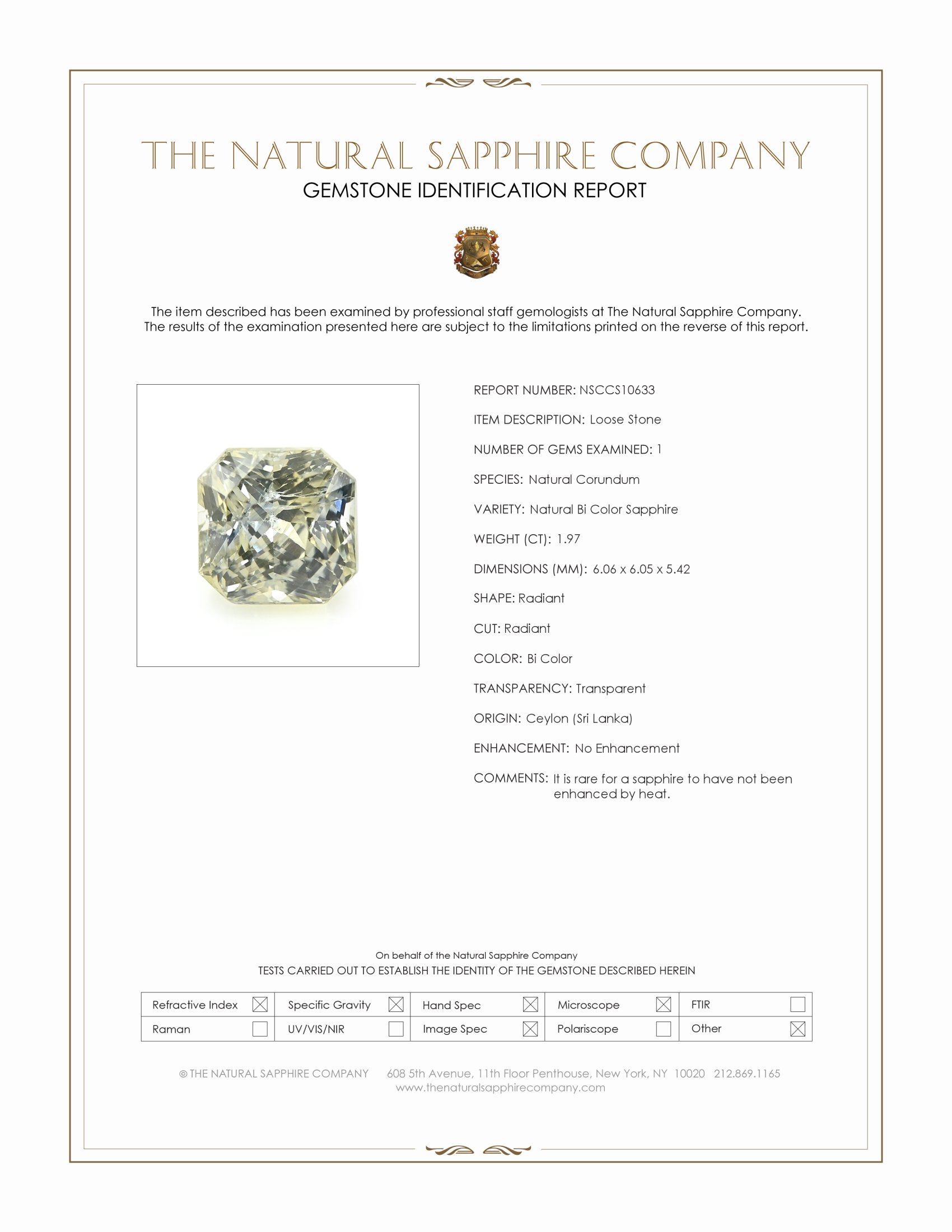 1.97 Ct. Bi Color Sapphire from Ceylon (Sri Lanka)