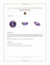 1.08 Ct. Pinkish Purple Sapphire from Ceylon (Sri Lanka) Appraisal
