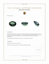 1.13 Ct. Bluish Green Sapphire from Madagascar Appraisal