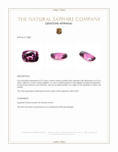0.79 Ct. Purplish Pink Sapphire from Ceylon (Sri Lanka) Appraisal