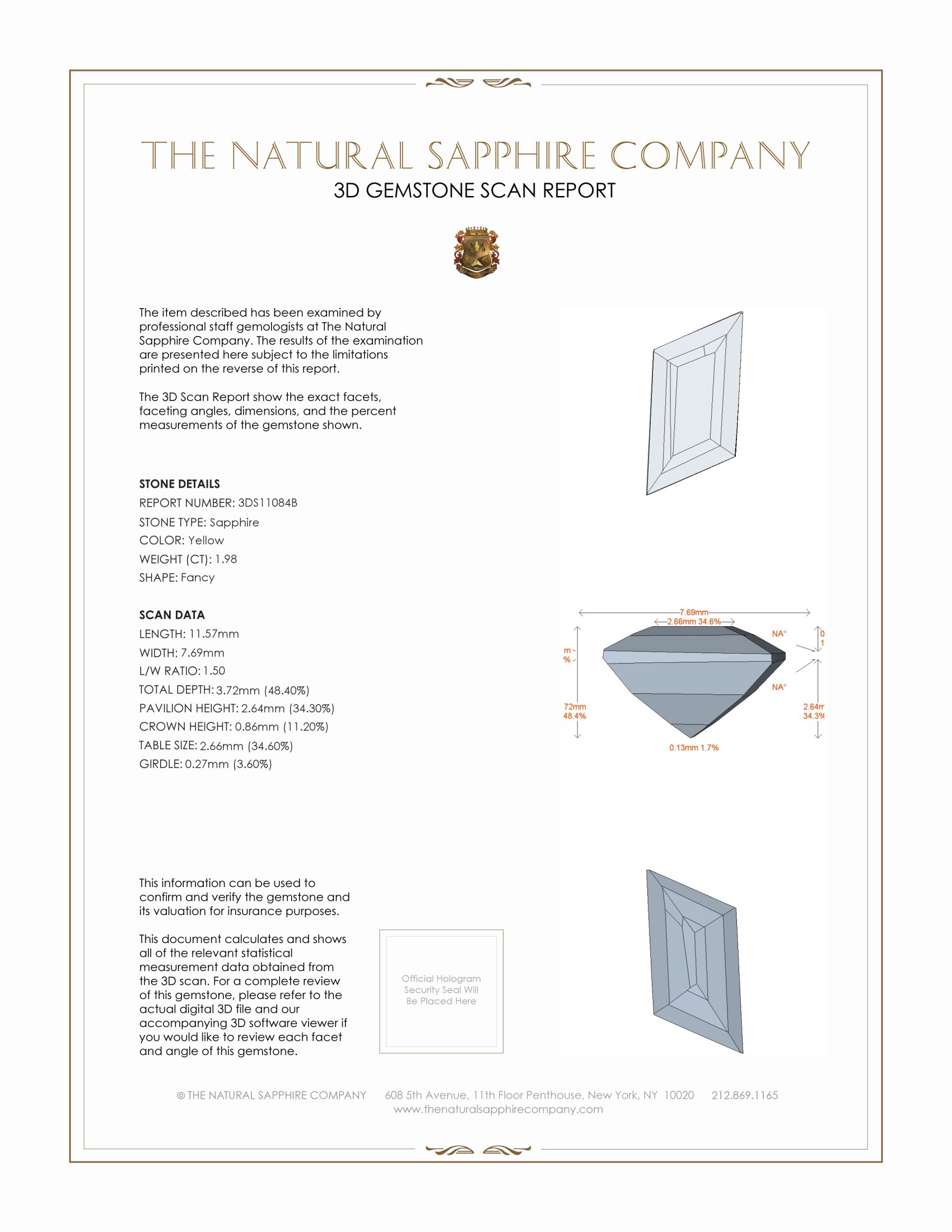 1.98 Ct. Yellow Sapphire from Ceylon (Sri Lanka)