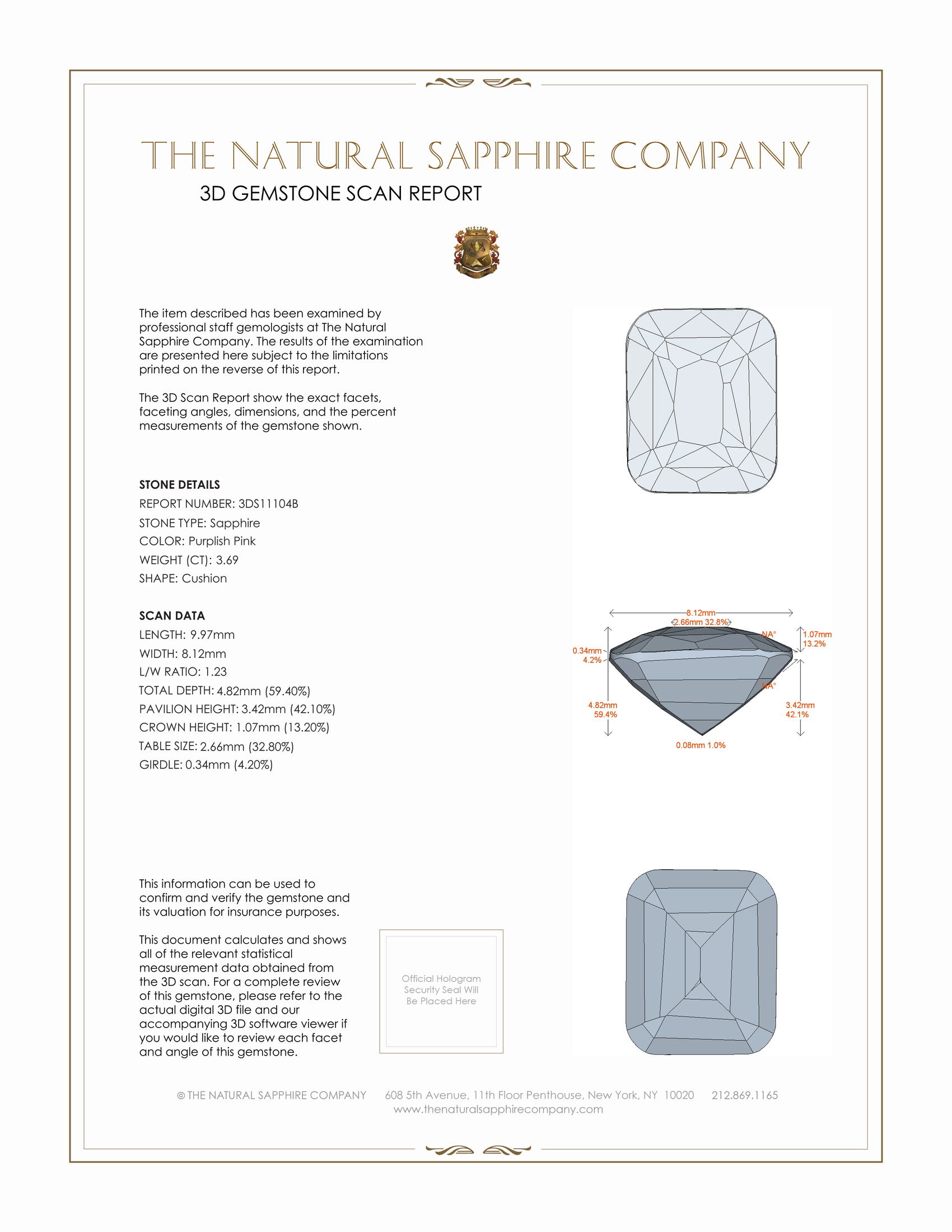 3.69 Ct. Purplish Pink Sapphire from Ceylon (Sri Lanka)