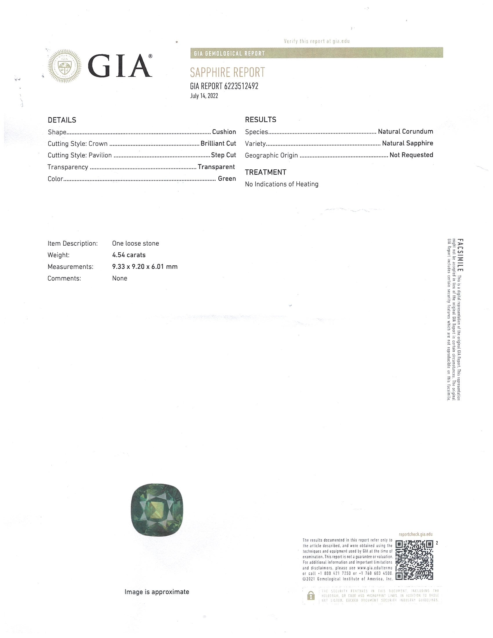 4.54 Ct. Green Sapphire from Ceylon (Sri Lanka)