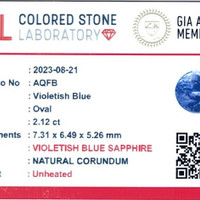 2.12 Ct. Blue Sapphire from Ceylon (Sri Lanka) Scan Report