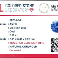 2.12 Ct. Blue Sapphire from Ceylon (Sri Lanka) Scan Report