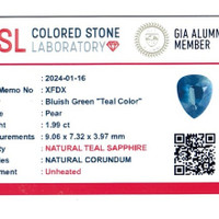 1.99 Ct. Bluish Green Sapphire from Ceylon (Sri Lanka) Scan Report