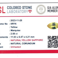 2.58 Ct. Yellow Sapphire from Ceylon (Sri Lanka) Scan Report