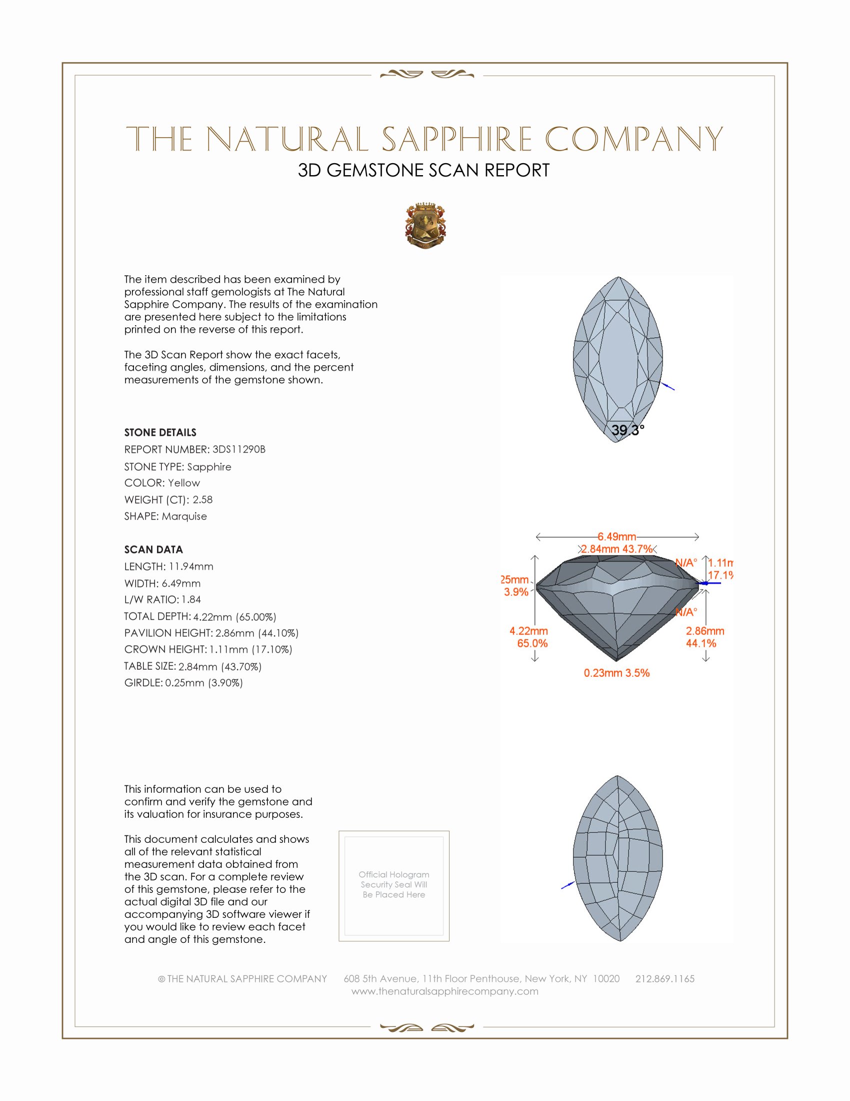 2.58 Ct. Yellow Sapphire from Ceylon (Sri Lanka)