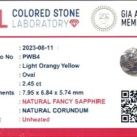 2.45 Ct. Peach Sapphire from Ceylon (Sri Lanka) Scan Report