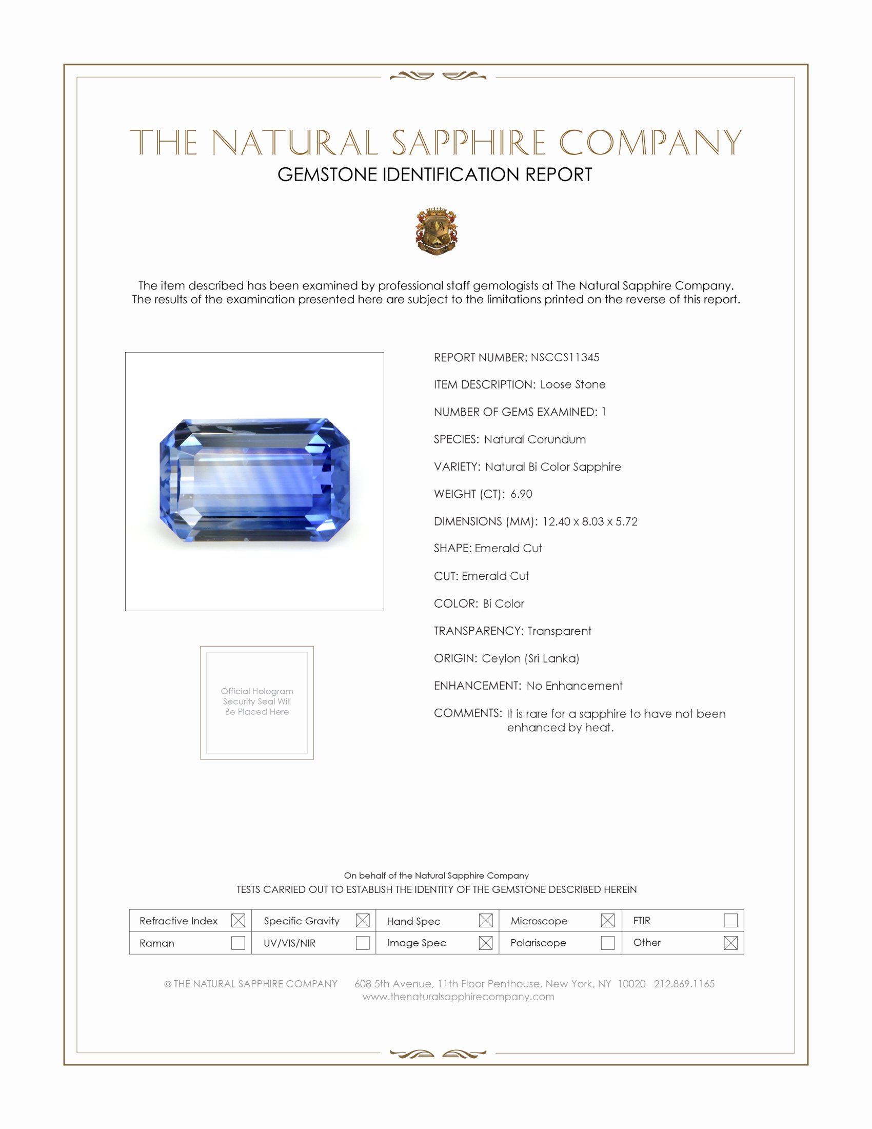 6.90 Ct. Bi Color Sapphire from Ceylon (Sri Lanka)