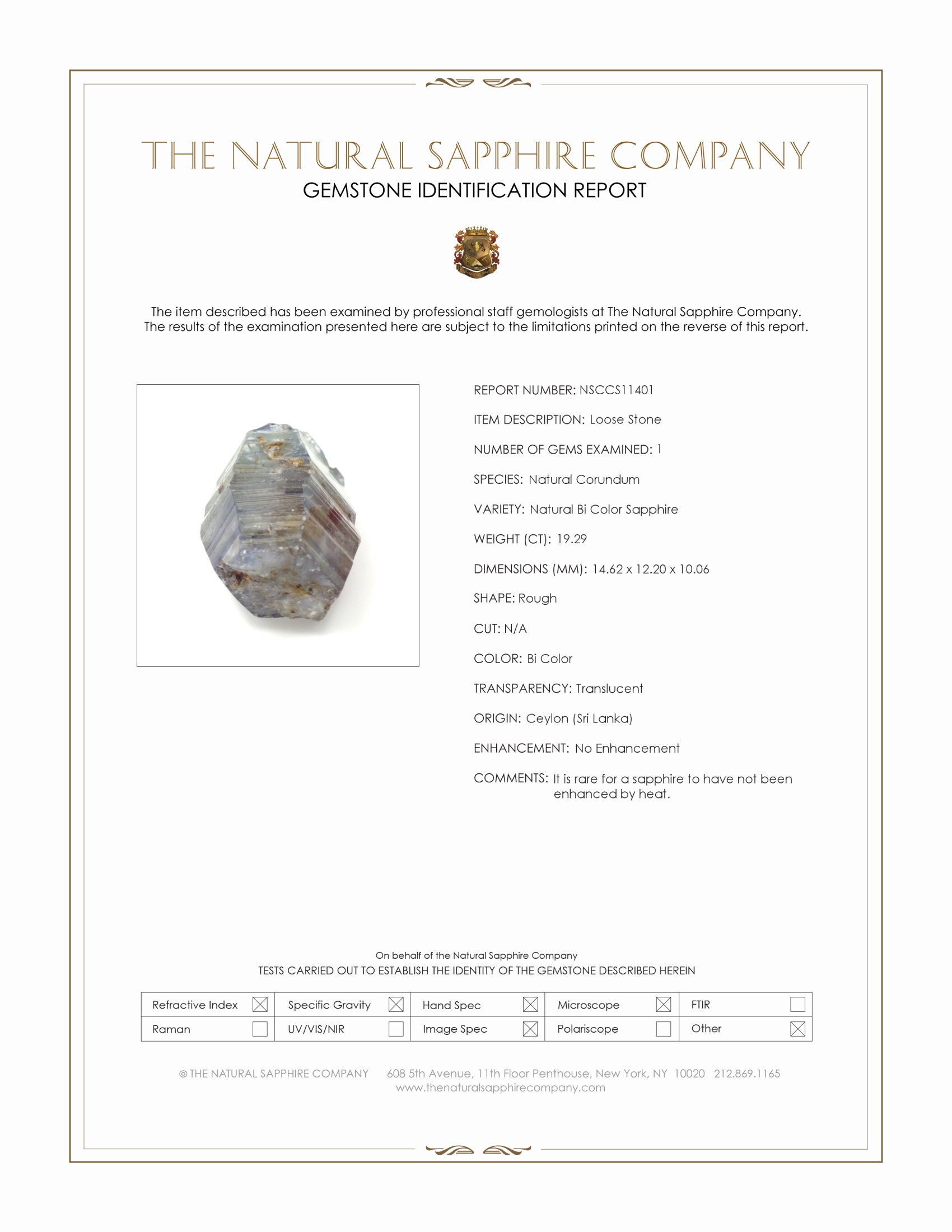 19.29 Ct. Bi Color / Parti Rough Sapphire from Ceylon (Sri Lanka)